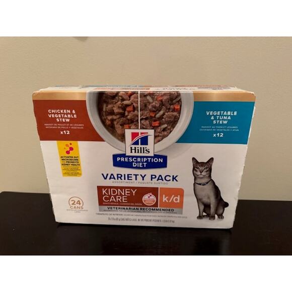 Hill's Diet k/d Kidney Care Stew Variety Pack Wet Cat Food 2.9oz cans Case of 24 - Picture 1 of 3